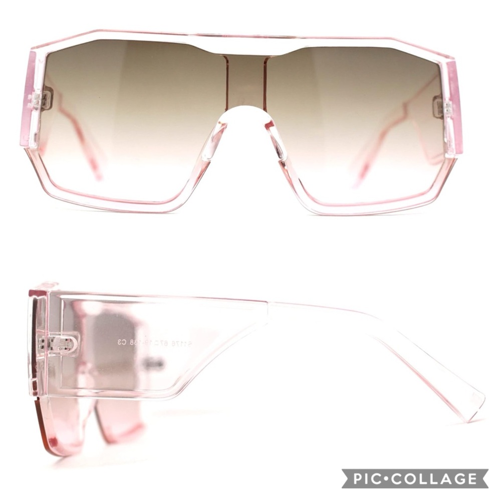 Pink Oversized Sunglasses- Geometric Shield Sport-Plastic